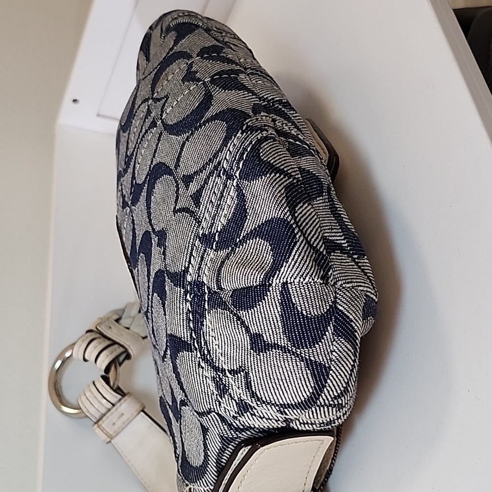 Coach Y2K Soho shoulder bag monogram canvas buckle closure braided strap Navy - Picture 10 of 16